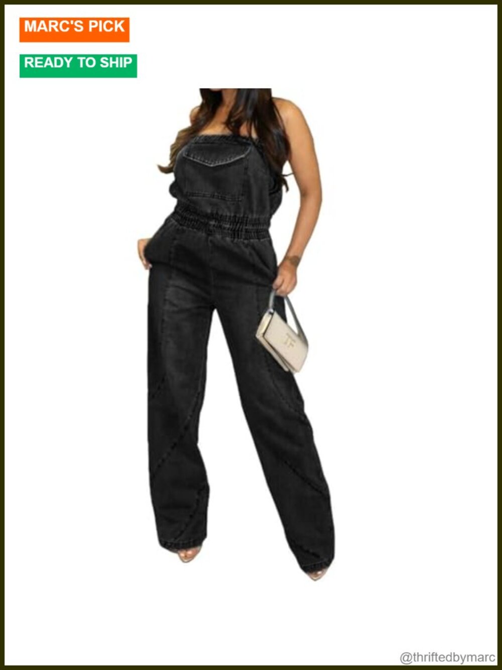 Strapless Cargo Denim Jumpsuit Sexy Sleeveless Backless High Waist Romper